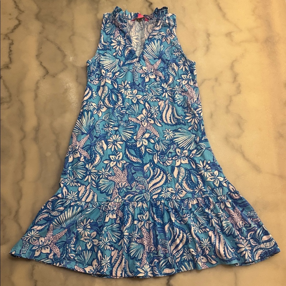 Lilly Pulitzer Malone Dress - Amalfi Blue Sound the Sirens - Picture 3 of 7